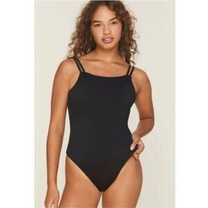 NWT Andie The Rockaway Double Strap One Piece Swimsuit Black Size L
